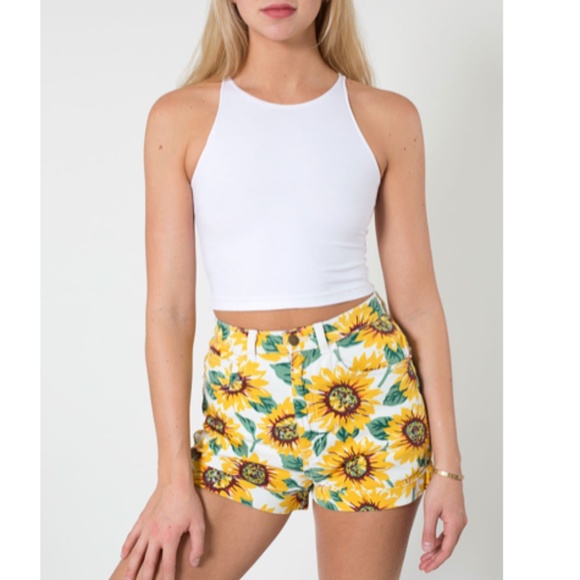American Apparel Pants - American Apparel Sunflower Print High Waist Short